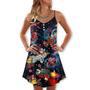 Christmas Santa In The Space - V-Neck Sleeveless Cami Dress