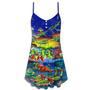 Christmas Santa Riding Alligator - V-Neck Sleeveless Cami Dress