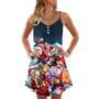 Christmas Santa With Electric Guitar - V-Neck Sleeveless Cami Dress