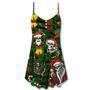 Christmas Skull Merry Xmas Happy - V-Neck Sleeveless Cami Dress