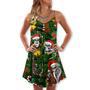 Christmas Skull Merry Xmas Happy - V-Neck Sleeveless Cami Dress