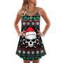 Christmas Skull Wearing Santa Claus Hat And Sweat Candy - V-Neck Sleeveless Cami Dress