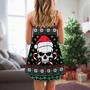 Christmas Skull Wearing Santa Claus Hat And Sweat Candy - V-Neck Sleeveless Cami Dress