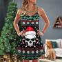 Christmas Skull Wearing Santa Claus Hat And Sweat Candy - V-Neck Sleeveless Cami Dress