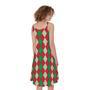 Christmas Themed Argyle Pattern Print Sleeveless Knee Length Dress