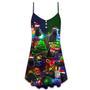 Christmas Tree Black Cat - V-Neck Sleeveless Cami Dress