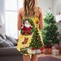 Christmas Tree Yellow With Santa Claus - V-Neck Sleeveless Cami Dress