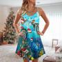 Christmas Turtle Love Xmas And Ocean - V-Neck Sleeveless Cami Dress