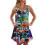 Christmas Van Bus Beach Style - V-Neck Sleeveless Cami Dress