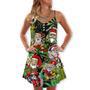 Christmas Weed Smoking Santa Hippie - V-Neck Sleeveless Cami Dress