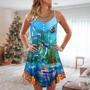 Christmas Whales Under The Sea - V-Neck Sleeveless Cami Dress