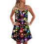 Christmas With Tree And Gift Cookies Gingerbread Man Neon Style - V-Neck Sleeveless Cami Dress