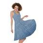 Classic Blue Denim Jeans Print Sleeveless Knee Length Dress