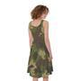 Classic Green Camouflage Print Sleeveless Knee Length Dress