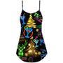 Cocktail Christmas Neon Art Drinking - V-Neck Sleeveless Cami Dress