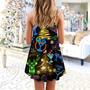 Cocktail Christmas Neon Art Drinking - V-Neck Sleeveless Cami Dress