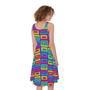 Colorful Cassette Tape Print Sleeveless Knee Length Dress