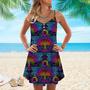 Colorful Dragonfly Mandala Spaghetti Strap Summer Dress