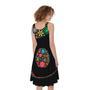 Colorful Flowers Yin Yang Print Sleeveless Knee Length Dress