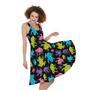 Colorful Frog Pattern Print Sleeveless Knee Length Dress