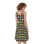 Colorful Houndstooth Print Sleeveless Knee Length Dress