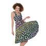 Colorful Leopard Print Sleeveless Knee Length Dress