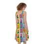 Colorful Rooster Pattern Print Sleeveless Knee Length Dress