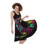 Colorful Splash Yin Yang Print Sleeveless Knee Length Dress