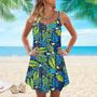 Colorful Summer Vibes Tropic Pattern Spaghetti Strap Summer Dress