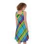 Colorful Tartan Pattern Print Sleeveless Knee Length Dress