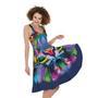 Colorful Tiger Portrait Print Sleeveless Knee Length Dress