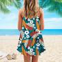 Colorful Tropical Floral Pattern Spaghetti Strap Summer Dress