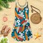 Colorful Tropical Floral Pattern Spaghetti Strap Summer Dress