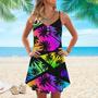 Colorful Tropical Spaghetti Strap Summer Dress