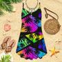 Colorful Tropical Spaghetti Strap Summer Dress