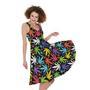 Colorful Weed Leaf Pattern Print Sleeveless Knee Length Dress