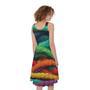 Colorful Yarn Print Sleeveless Knee Length Dress