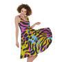 Colorful Zebra Leopard Pattern Print Sleeveless Knee Length Dress