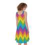 Colorful Zigzag Pattern Print Sleeveless Knee Length Dress