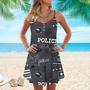 Cool USA Police Flag Spaghetti Strap Summer Dress