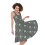 Cute Alien With Bow Tie Print Sleeveless Knee Length Dress