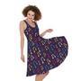 Cute Music Notes Pattern Print Sleeveless Knee Length Dress