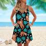 Cute Sloth On Tropical Forest Spaghetti Strap Summer Dress