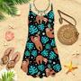 Cute Sloth On Tropical Forest Spaghetti Strap Summer Dress