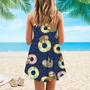 Cute Sloth With Sweet Donuts Spaghetti Strap Summer Dress