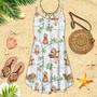 Cute Sloths Having Fun On The Trees Spaghetti Strap Summer Dress