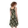 Dark Sunflower Pattern Print Sleeveless Knee Length Dress