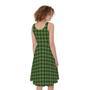 Deep Green Houndstooth Pattern Print Sleeveless Knee Length Dress