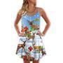 Deer Merry Christmas Snow Art - V-Neck Sleeveless Cami Dress