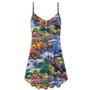 Dinosaur Art Coloful Style - V-Neck Sleeveless Cami Dress